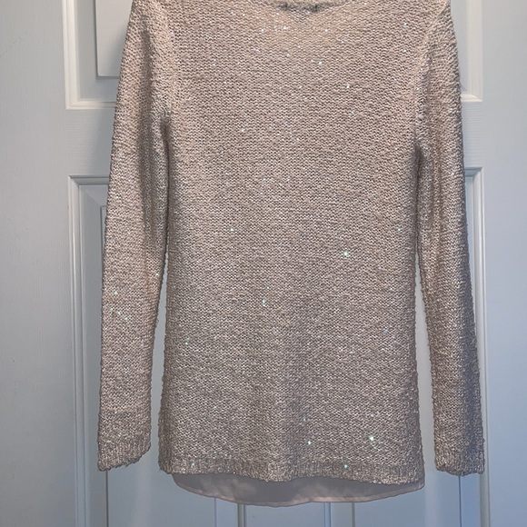 Womens Small APT. 9 Sequins V-Neck Sweater Blush - Picture 5 of 5